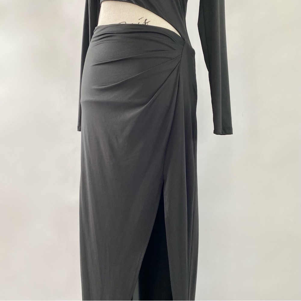 NWT Tobi Asymmetrical Neck Cut Out Long Sleeve Bodycon Maxi Dress Black Small - Picture 7 of 14